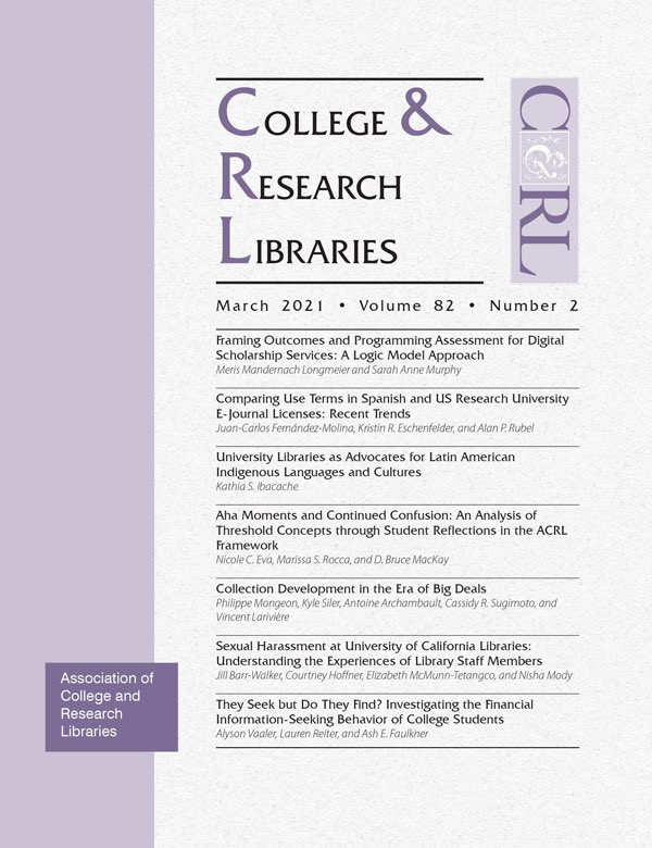 Nova edição da College and Research Libraries, da American Library Association l...